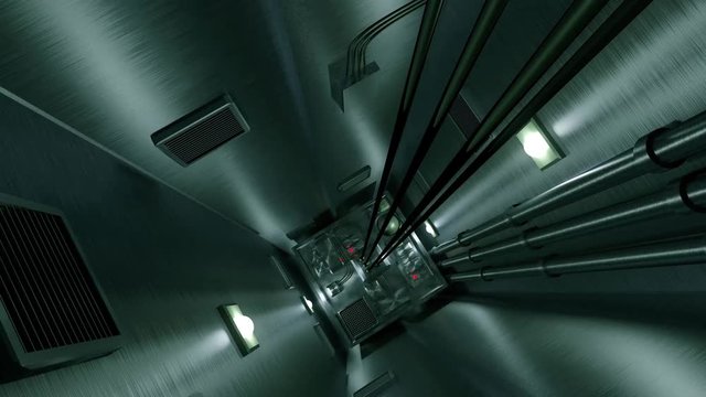Elevator shaft lift shaft bunker vault safe nuclear machinery 4k
