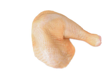 raw chicken legs on a white background. Fresh raw turkey part is