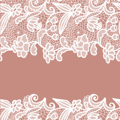 Seamless lace border. Invitation card.