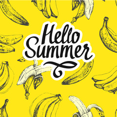 Seamless nature background. Hand-drawn sketch of banana.