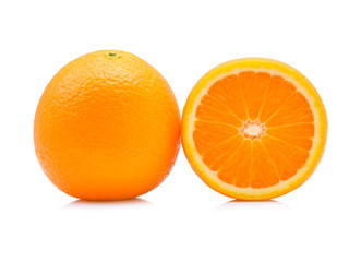 Orange fruit with drops isolated on white background