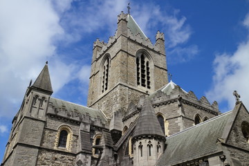 Fototapeta na wymiar view of the cathedral church of Christ, and the Stone Bridge, Dublin, Ireland
