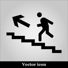 Vector of man on stairs icon on grey background