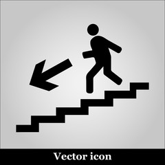 Man on Stairs going down symbol on grey background