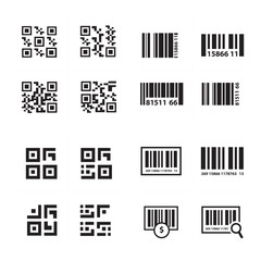 Barcode and QR Code Vector set