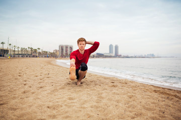 In a complicated yoga pose