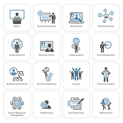 Flat Design Business Icons Set.