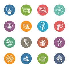 Flat Design Business Icons Set.