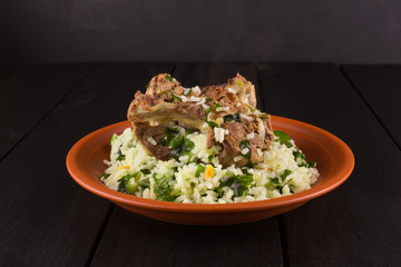barley risotto with sepia and beans