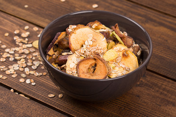good breakfast, Organic Breakfast Quinoa with Nuts Milk and Berries, Breakfast oatmeal porridge with cinnamon, cranberries and blueberries, , selective focus, close up, front view