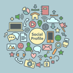 Social Media Icons Set. Network Symbols. Vector illustration