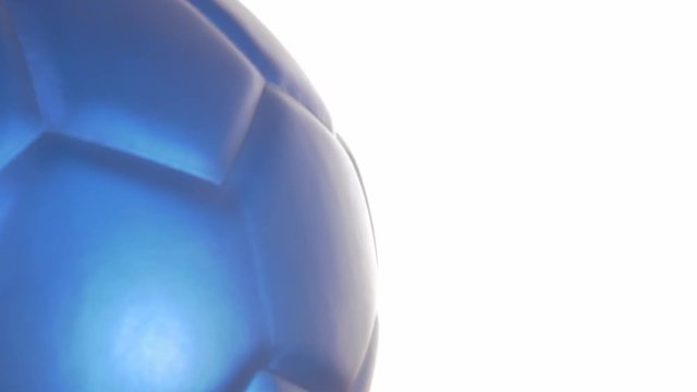  Leather blue ball on white background zooming in with dolly 4K 2160p UHD footage - Dolly moving to blue ball surface on white background 4K 3840X2160 UHD video