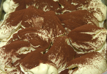 Detail of an artisan ice cream of choclolte Tiramisu