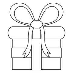 gift with bow line icon isolated vector illustration