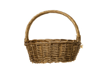 Empty wicker basket isolated on white