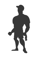 flat design man with fitness outfit icon vector illustration silhouette