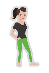 flat design brown hair woman with fitness outfit icon vector illustration