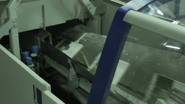 Work of conveyor newspaper and magazine typography, production line