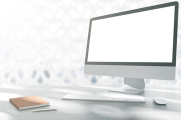 Light designer desktop with monitor