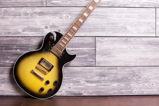 Electric guitar in room