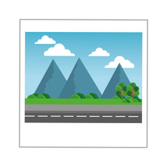 Fototapeta premium flat design landscape photograph icon vector illustration