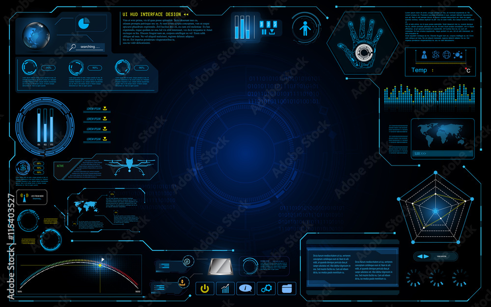 Poster hud interface ui design technology innovation system running graphic concept background