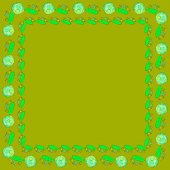 Frames of cabbage and cucumbers.