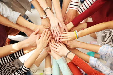 Group of people hands together