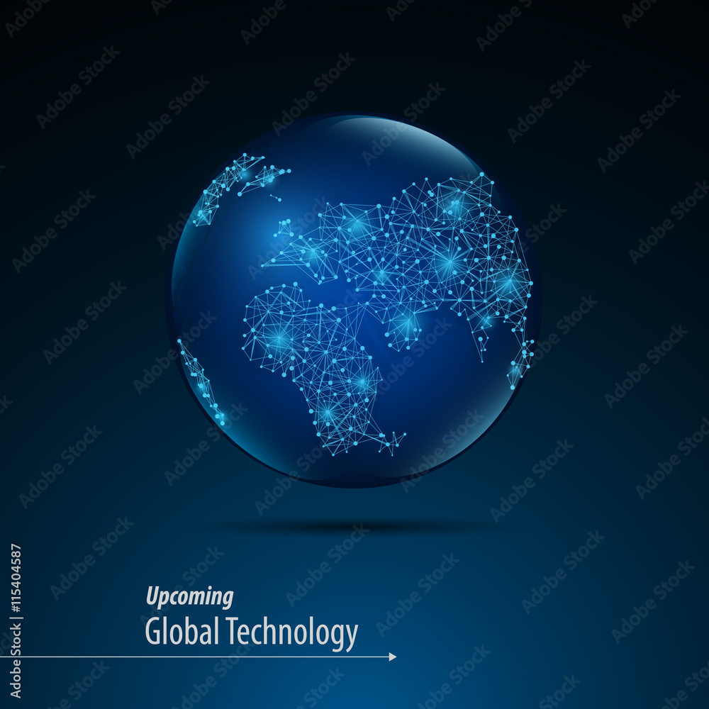 Poster abstract globe digital texture design dot and linear pattern global innovation concept