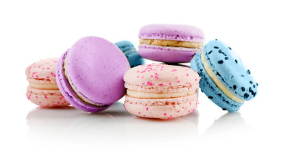 Tasty macaroons, isolated on white