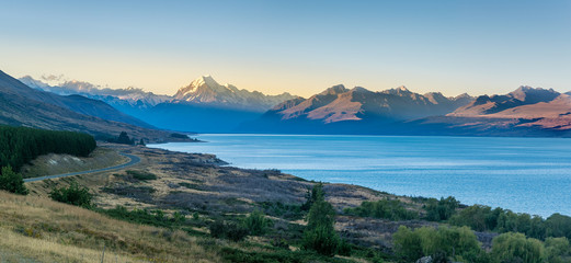 Naklejka na ściany i meble Mount Cook and lake Pukaki, New Zealand