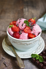Homemade strawberry ice cream.