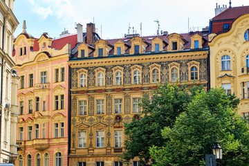Fototapeta na wymiar Traditional buildings in Jewish Quarter, Czech Republic, Prague
