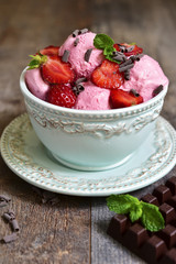 Homemade strawberry ice cream.