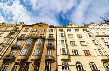 Fototapeta na wymiar Traditional buildings in Jewish Quarter, Czech Republic, Prague