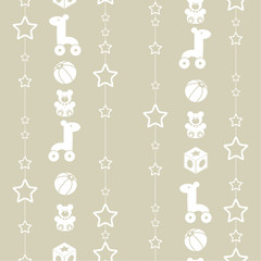 Seamless pattern with toys and garland of stars. Seamless pattern can be used for wallpaper, pattern fills, web page 