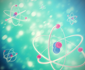 Abstract background of moving atoms. 3d illustration of a high quality