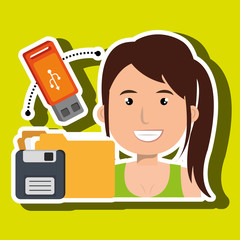 people with drive and usb isolated icon design, vector illustration  graphic 