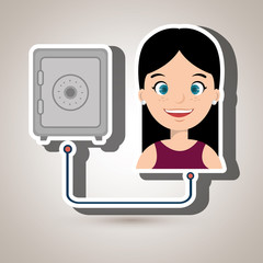 woman with safe box isolated icon design, vector illustration  graphic 