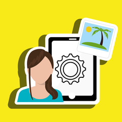 persons with smartphone isolated icon design, vector illustration  graphic 