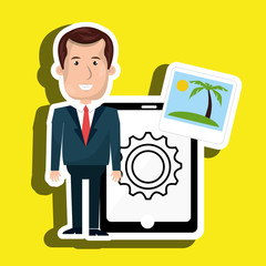 persons with smartphone isolated icon design, vector illustration  graphic 