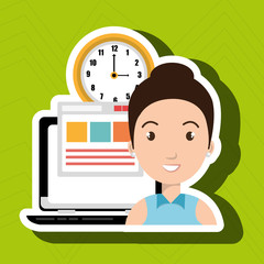 woman and computer isolated icon design, vector illustration  graphic 