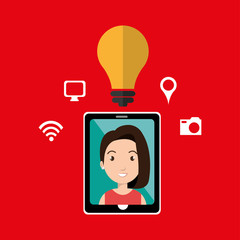 Smartphone and woman isolated icon design, vector illustration  graphic 