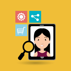 smarthphone and people isolated icon design, vector illustration  graphic 