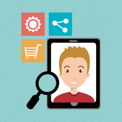 people with smartphone isolated icon design, vector illustration graphic