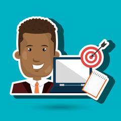 man with computer  isolated icon design, vector illustration  graphic 