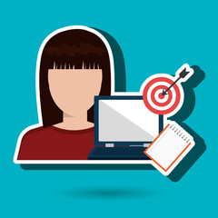 woman with computer  isolated icon design, vector illustration  graphic 