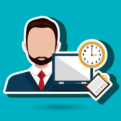 man with computer  isolated icon design, vector illustration  graphic 