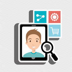 smarthphone and people isolated icon design, vector illustration  graphic 