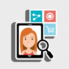 smarthphone and people isolated icon design, vector illustration  graphic 